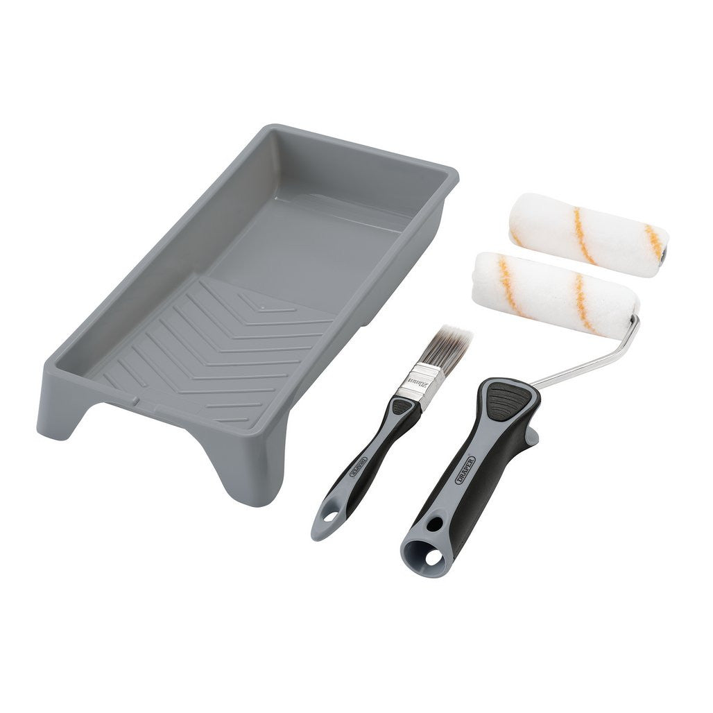 Draper Medium Pile Polyester Paint Roller and Brush Set with Soft Grip (5 Piece)  20796