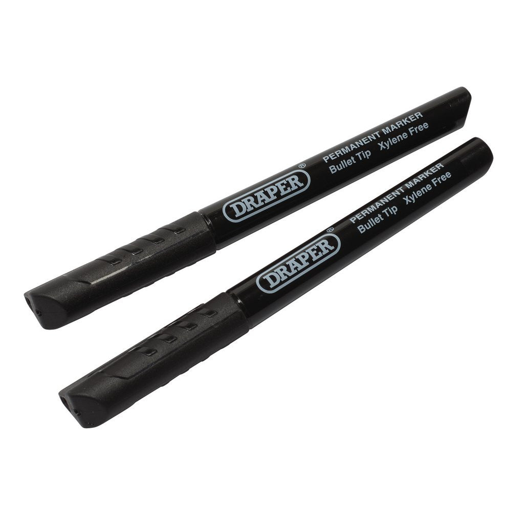 Draper Marker Pens, Black (Pack of 2)  20942