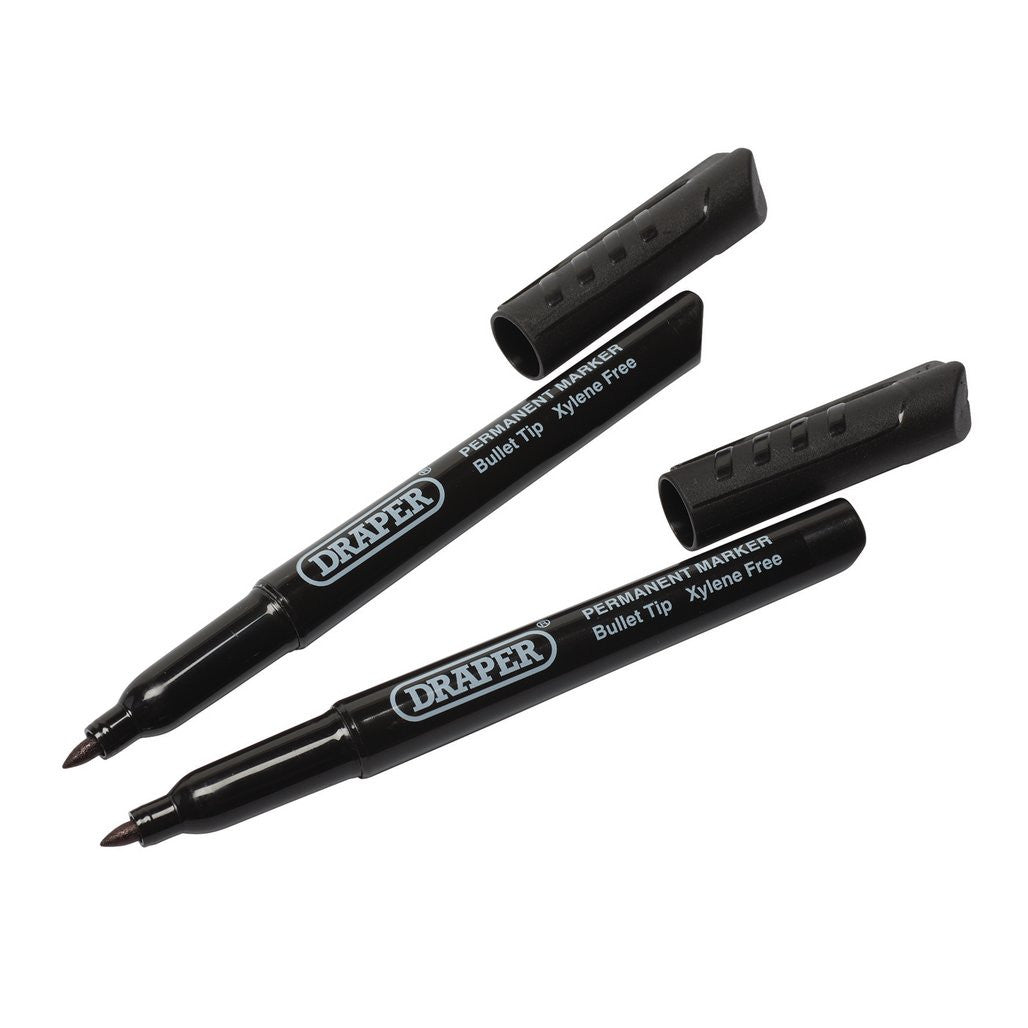 Draper Marker Pens, Black (Pack of 2)  20942