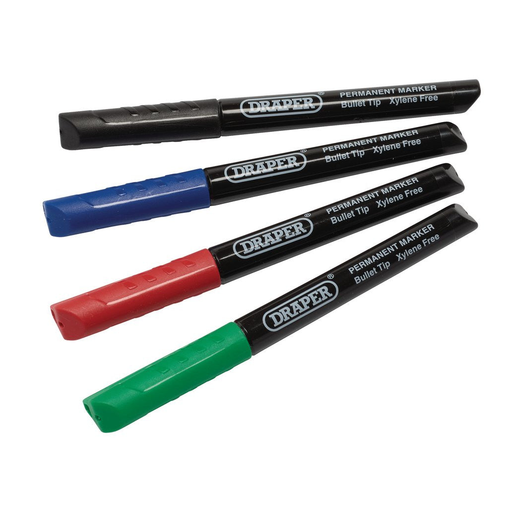 Draper Marker Pens, Multicoloured (Pack of 4)  20943