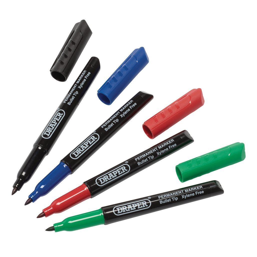 Draper Marker Pens, Multicoloured (Pack of 4)  20943