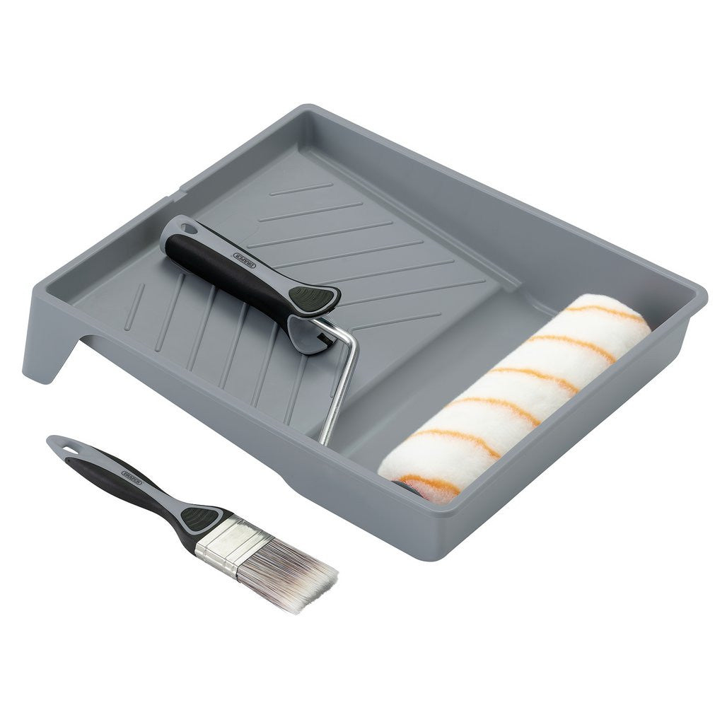 Draper Medium Pile Polyester Paint Roller and Brush Set with Soft Grip (4 Piece)  20947