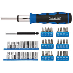 Draper Ratchet Screwdriver Socket and Bit Set, 1/4" Sq. Dr. (40 Piece)   21010