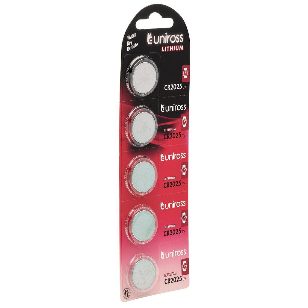 Draper Uniross Lithium Coin Cell CR2025 Batteries (Pack of 5)