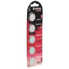 Draper Uniross Lithium Coin Cell CR2025 Batteries (Pack of 5)