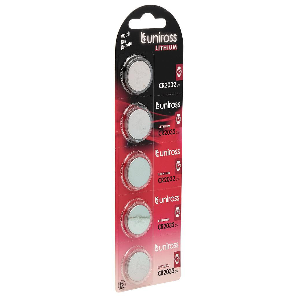 Draper Uniross Lithium Coin Cell CR2032 Batteries (Pack of 5)