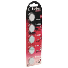 Draper Uniross Lithium Coin Cell CR2032 Batteries (Pack of 5)