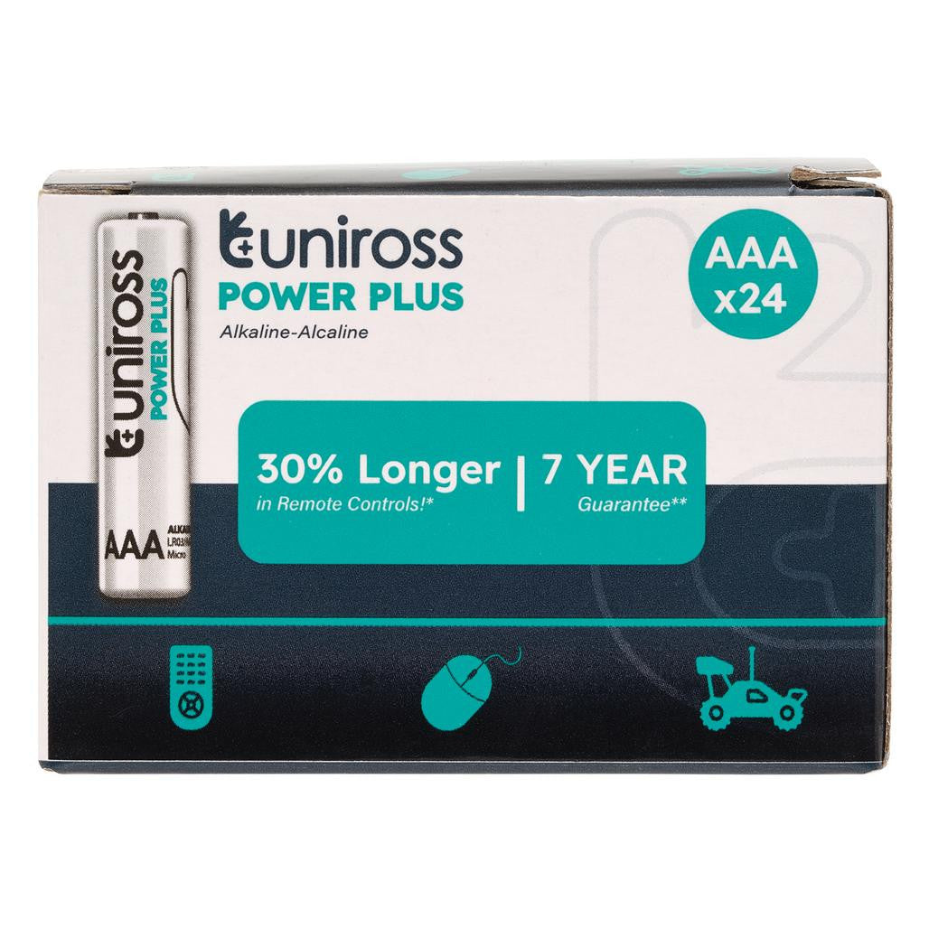 Draper Uniross LR03 AAA Power Plus Alkaline Batteries (Pack of 24)