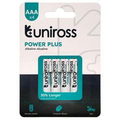 Draper Uniross LR03 AAA Power Plus Alkaline Batteries (Pack of 4)