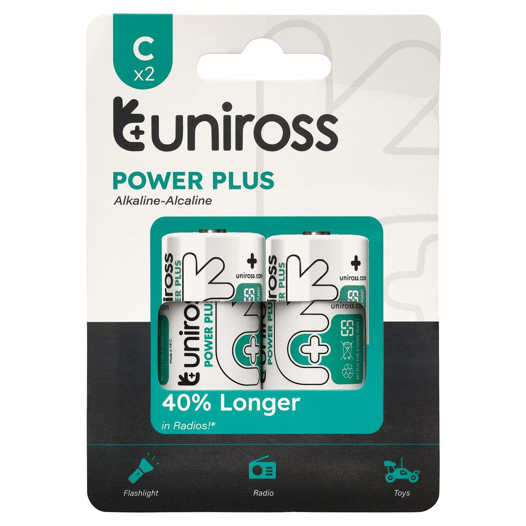 Draper Uniross LR14 C Power Plus Alkaline Batteries (Pack of 2)
