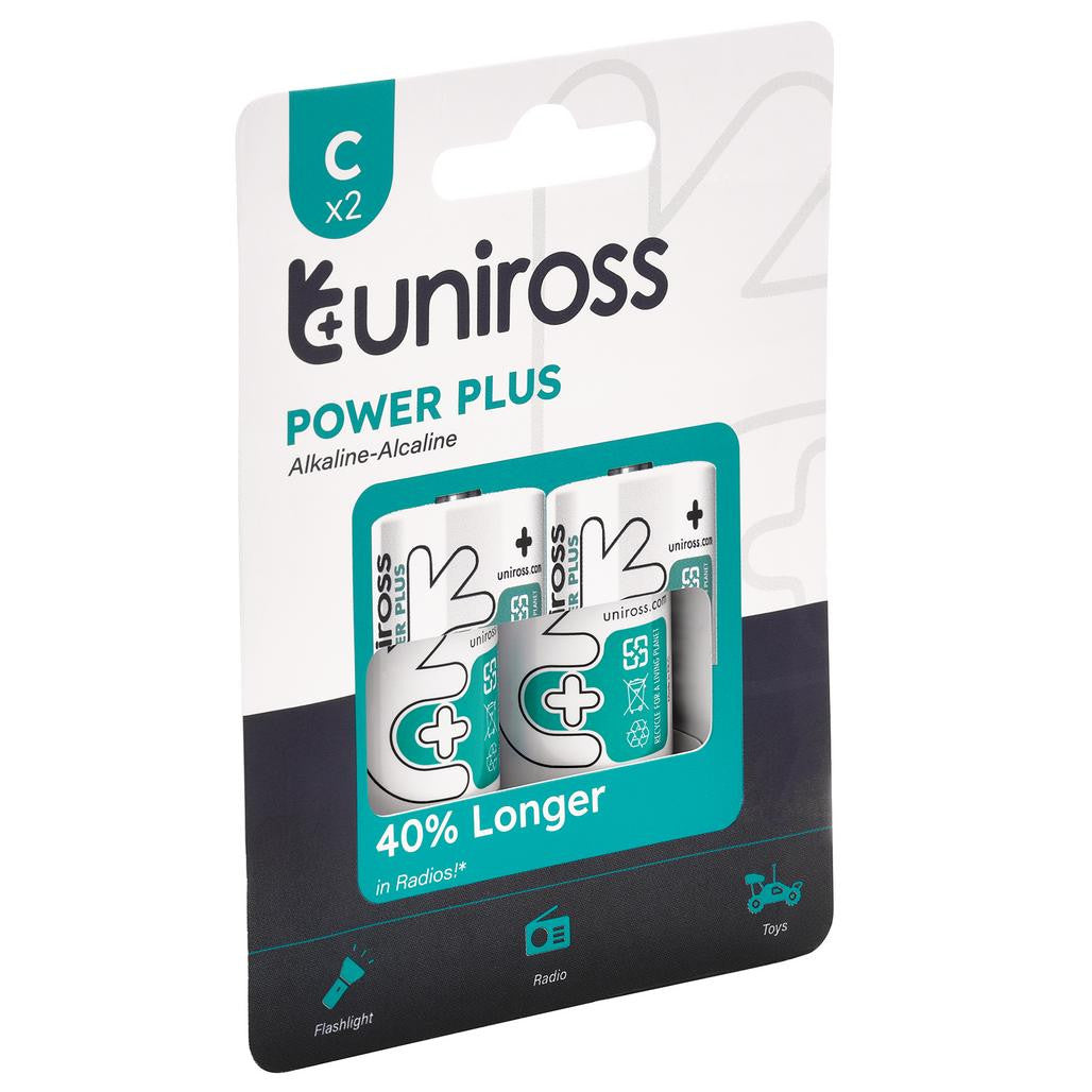 Draper Uniross LR14 C Power Plus Alkaline Batteries (Pack of 2)