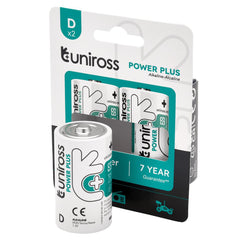 Draper Uniross LR20 D Power Plus Alkaline Batteries (Pack of 2)