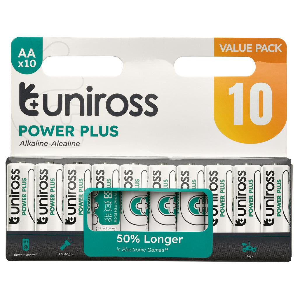 Draper Uniross LR6 AA Power Plus Alkaline Batteries (Pack of 10)