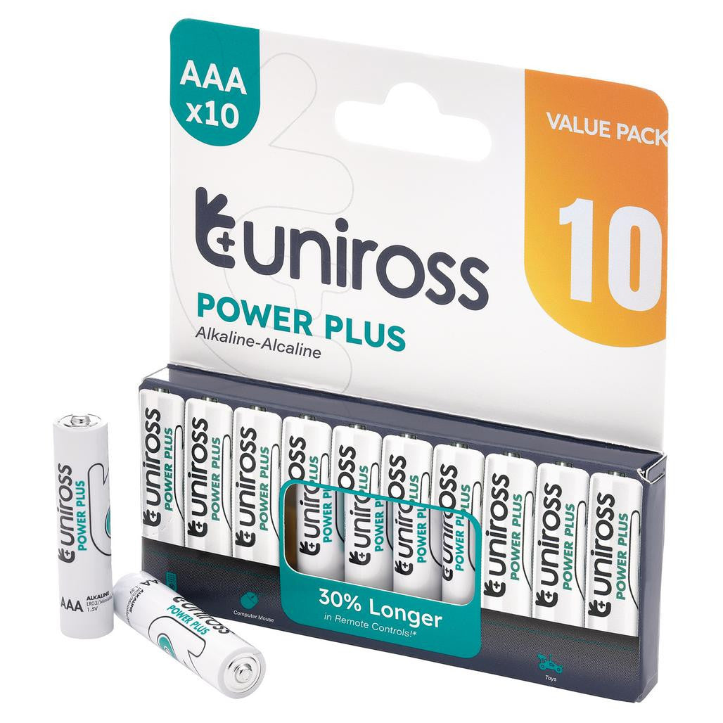 Draper Uniross LR03 AAA Power Plus Alkaline Batteries (Pack of 10)