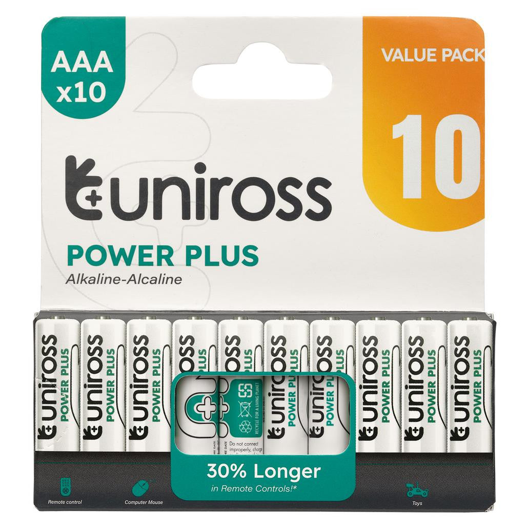Draper Uniross LR03 AAA Power Plus Alkaline Batteries (Pack of 10)