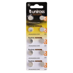 Draper Uniross Akaline Coin Cells LR44 AG13 Batteries (Pack of 10)