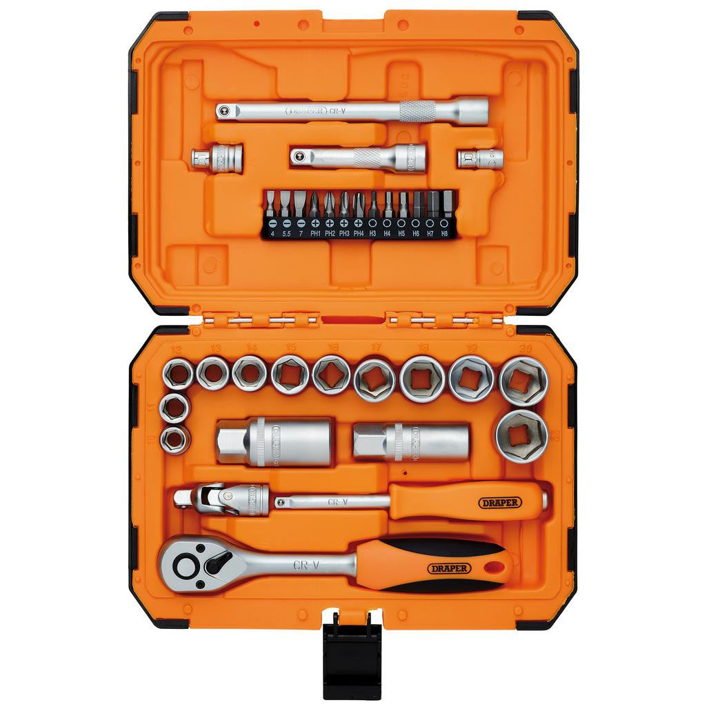 Draper HI-TORQ® 6 Point Socket Set, 1/4" and 3/8" (34 Piece)  22110