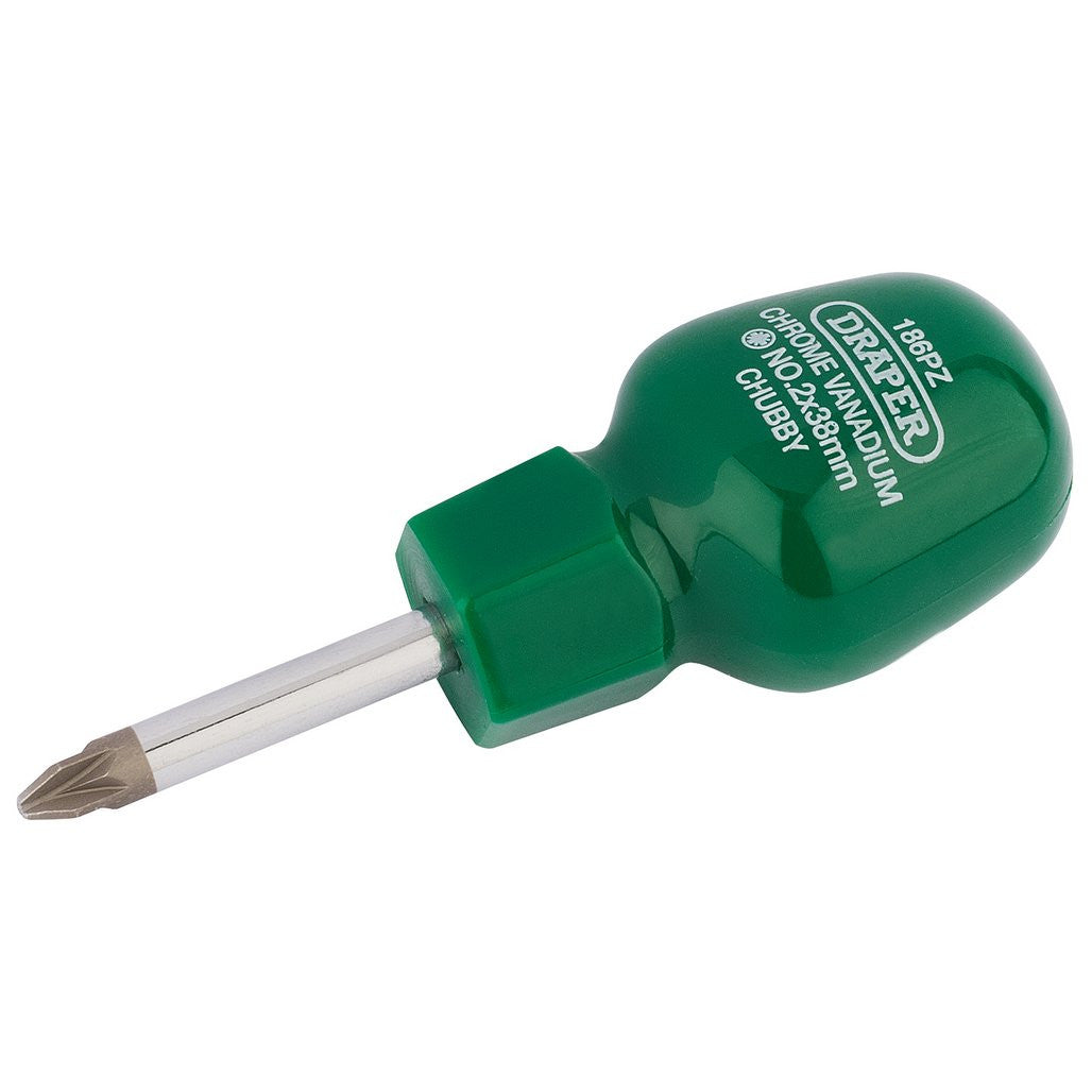 Draper PZ Type Cabinet Pattern Chubby Screwdriver, No.2 x 38mm (Sold Loose)  22357