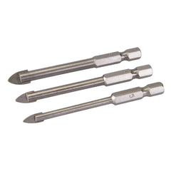 Silverline Hex Drive Tile & Glass Drill Bit 3pce Set 224760