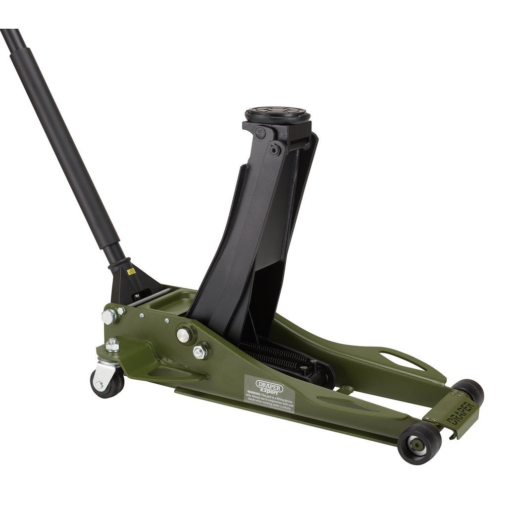 Draper Expert Professional Low Profile Fast Lift Garage Trolley Jack, 3 Tonne, Green 23817