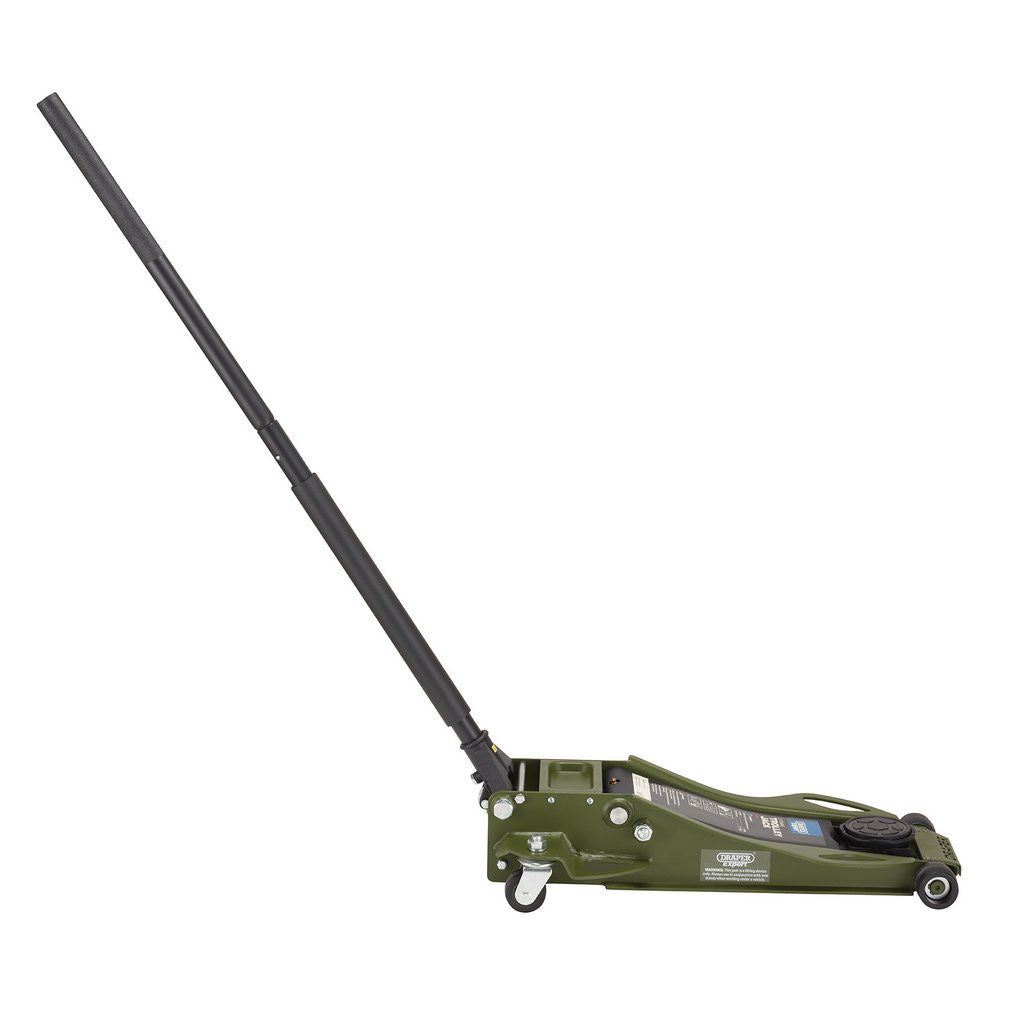 Draper Expert Professional Low Profile Fast Lift Garage Trolley Jack, 3 Tonne, Green 23817