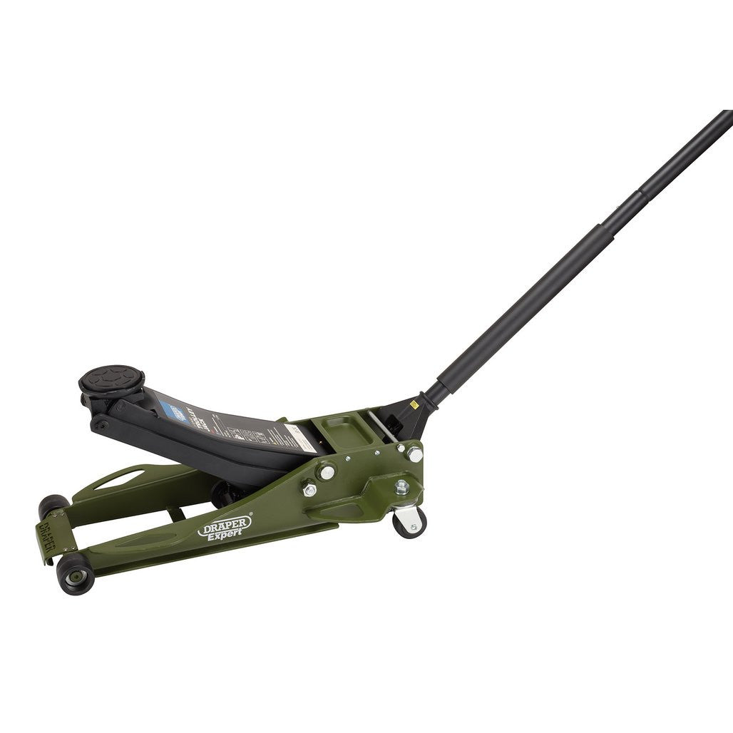 Draper Expert Professional Low Profile Fast Lift Garage Trolley Jack, 3 Tonne, Green 23817