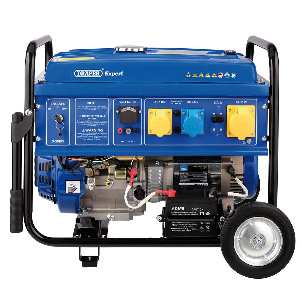 Draper Expert Petrol Generator with Wheels, 5000W   23987