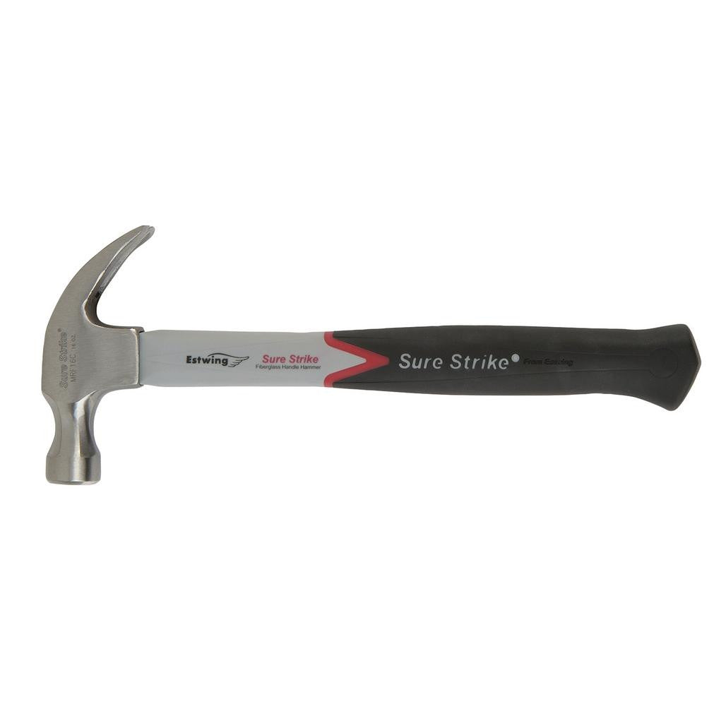 Draper Estwing EMRF16C Sure Strike Curved Claw Hammer with Fibreglass Handle, 16oz/448g  24080