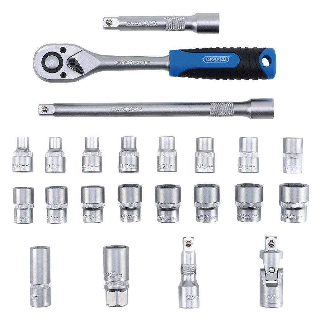Draper HI-TORQ® Metric Socket Set, 1/2" Sq. Dr. (23 Piece)  24229
