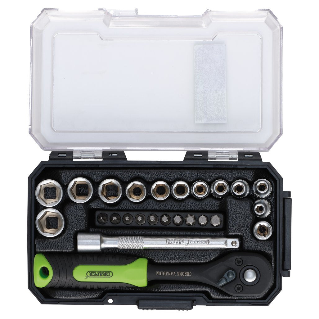 Draper HI-TORQ® Metric Socket and Bit Set, 1/4" Sq. Dr. (25 Piece)  24233