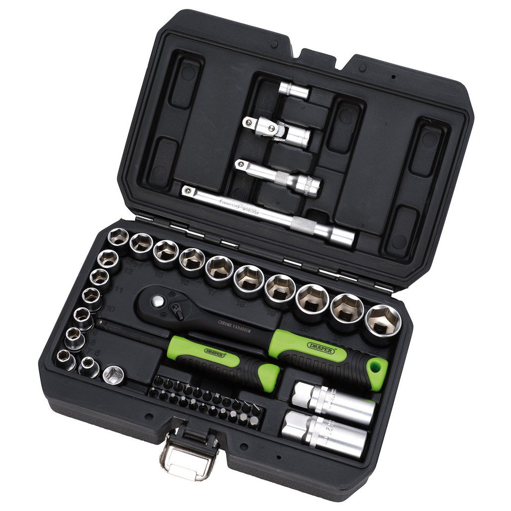 Draper HI-TORQ® Metric Socket and Bit Set, 1/4" and 3/8" Sq. Dr. (48 Piece)  24235