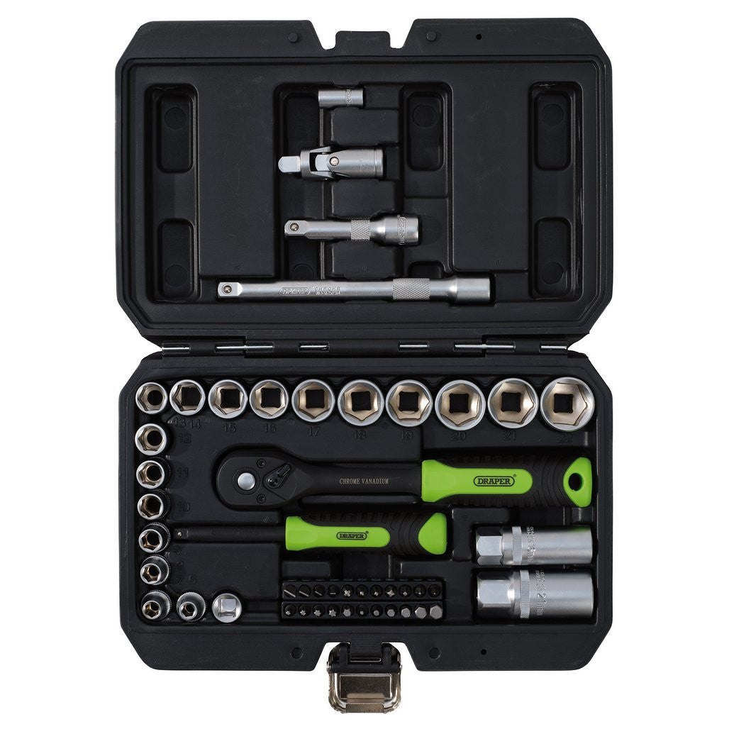 Draper HI-TORQ® Metric Socket and Bit Set, 1/4" and 3/8" Sq. Dr. (48 Piece)  24235