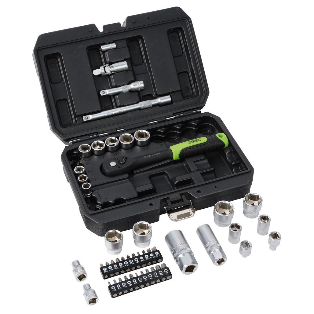Draper HI-TORQ® Metric Socket and Bit Set, 1/4" and 3/8" Sq. Dr. (48 Piece)  24235