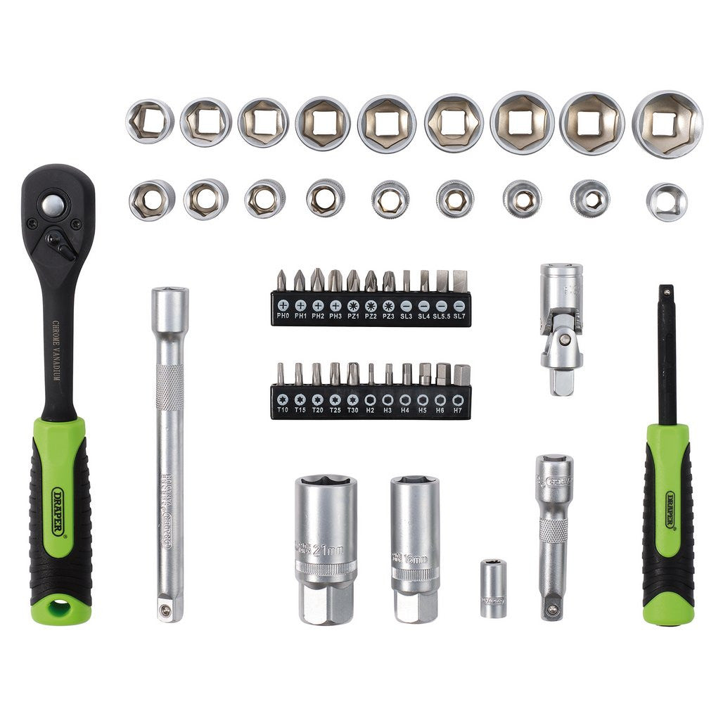Draper HI-TORQ® Metric Socket and Bit Set, 1/4" and 3/8" Sq. Dr. (48 Piece)  24235