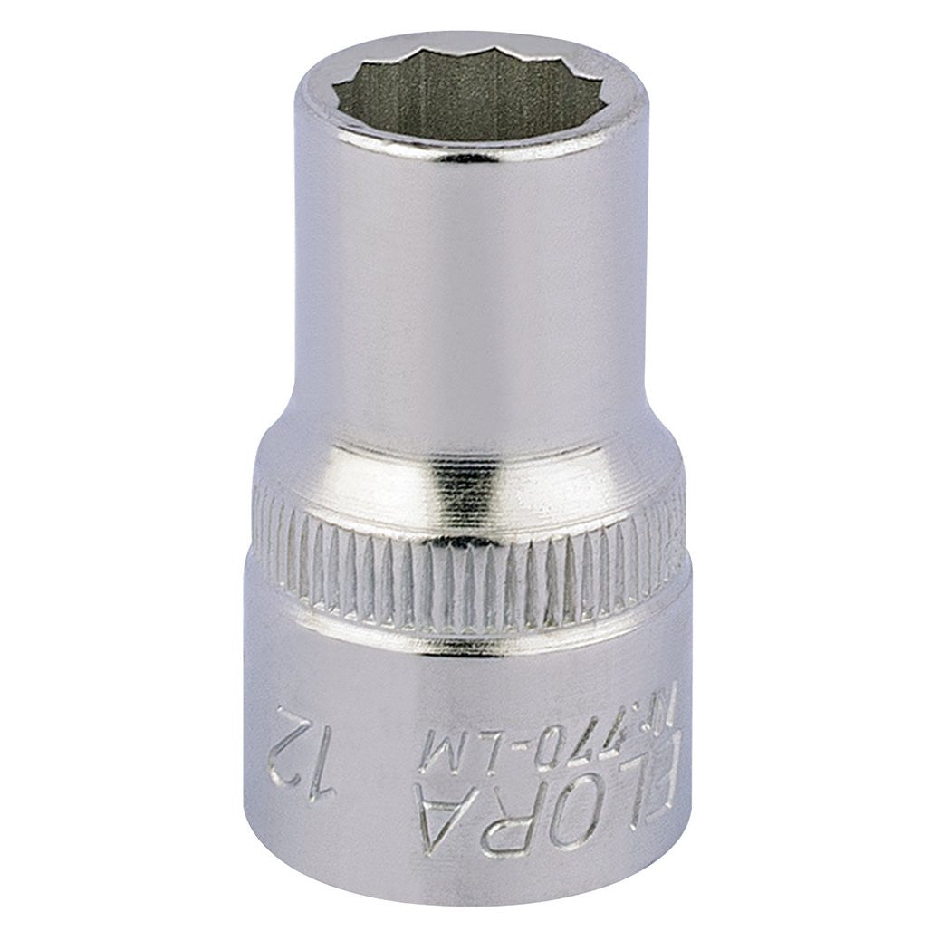 Draper Elora Bi-Hexagon Socket, 1/2" Sq. Dr., 12mm  24575