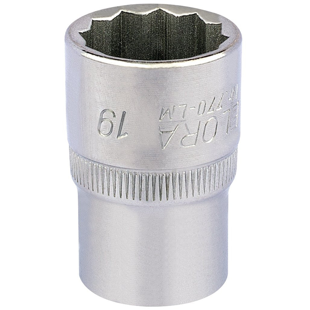 Draper Elora Bi-Hexagon Socket, 1/2" Sq. Dr., 19mm  24640