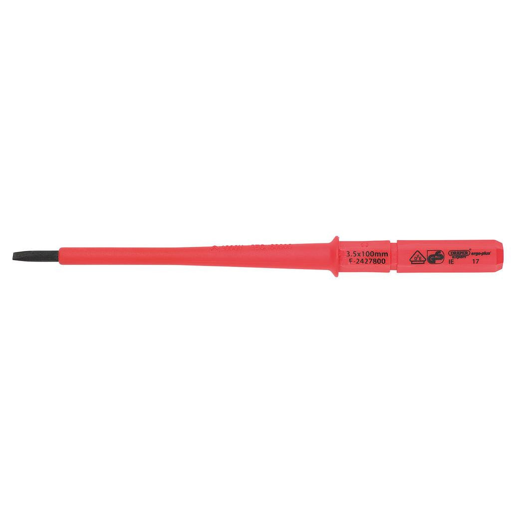 Draper XP1000® VDE Plain Slot Interchangeable Screwdriver Blade, 3.5 x 100mm  24736