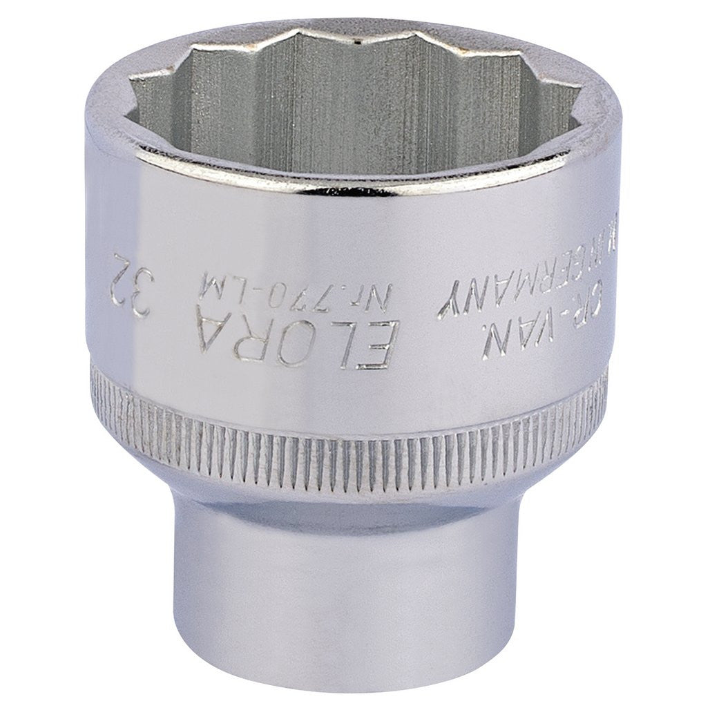 Draper Elora Bi-Hexagon Socket, 1/2" Sq. Dr., 32mm  24765