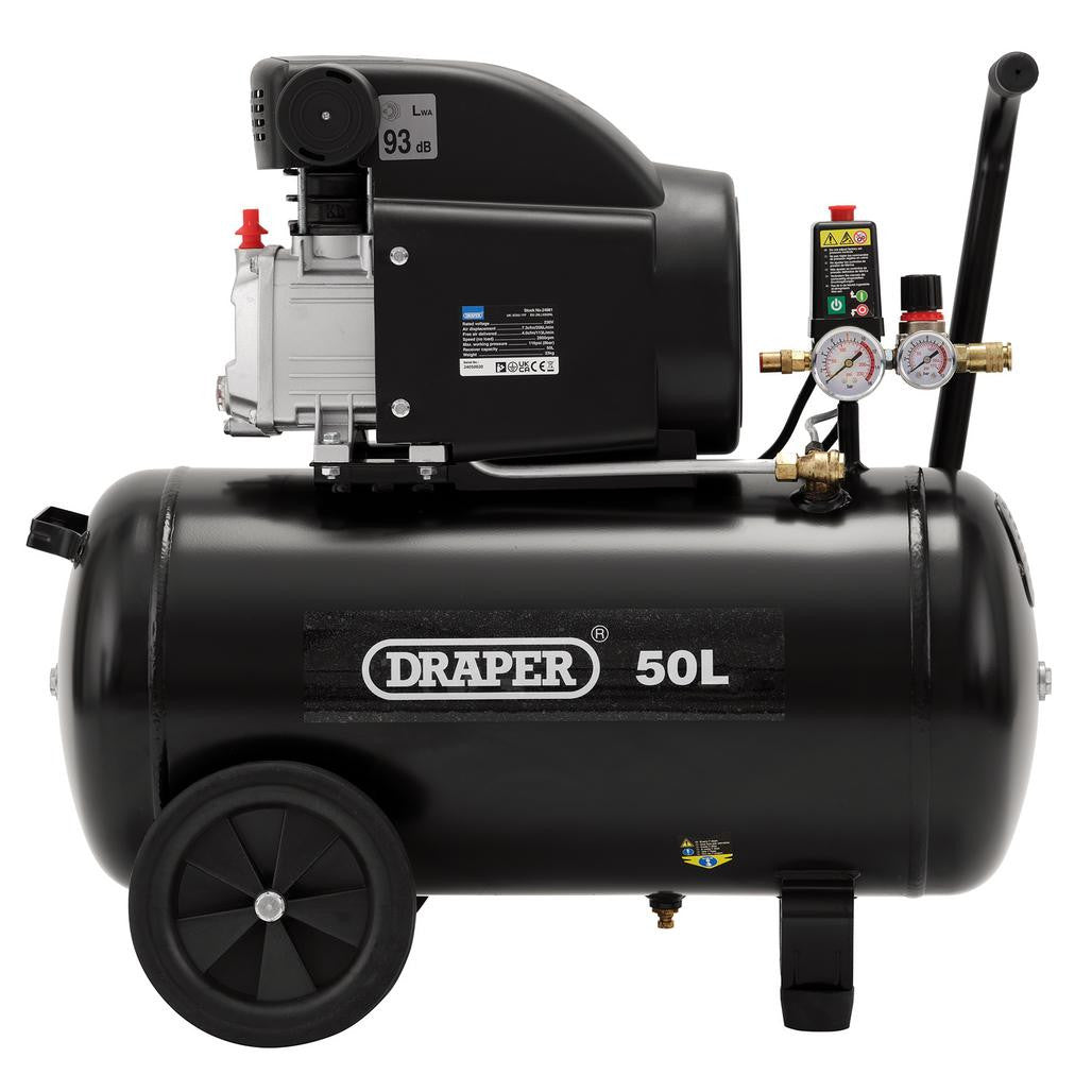 Draper 230V 50L Direct Drive Air Compressor, 1.5kW/2HP  24981