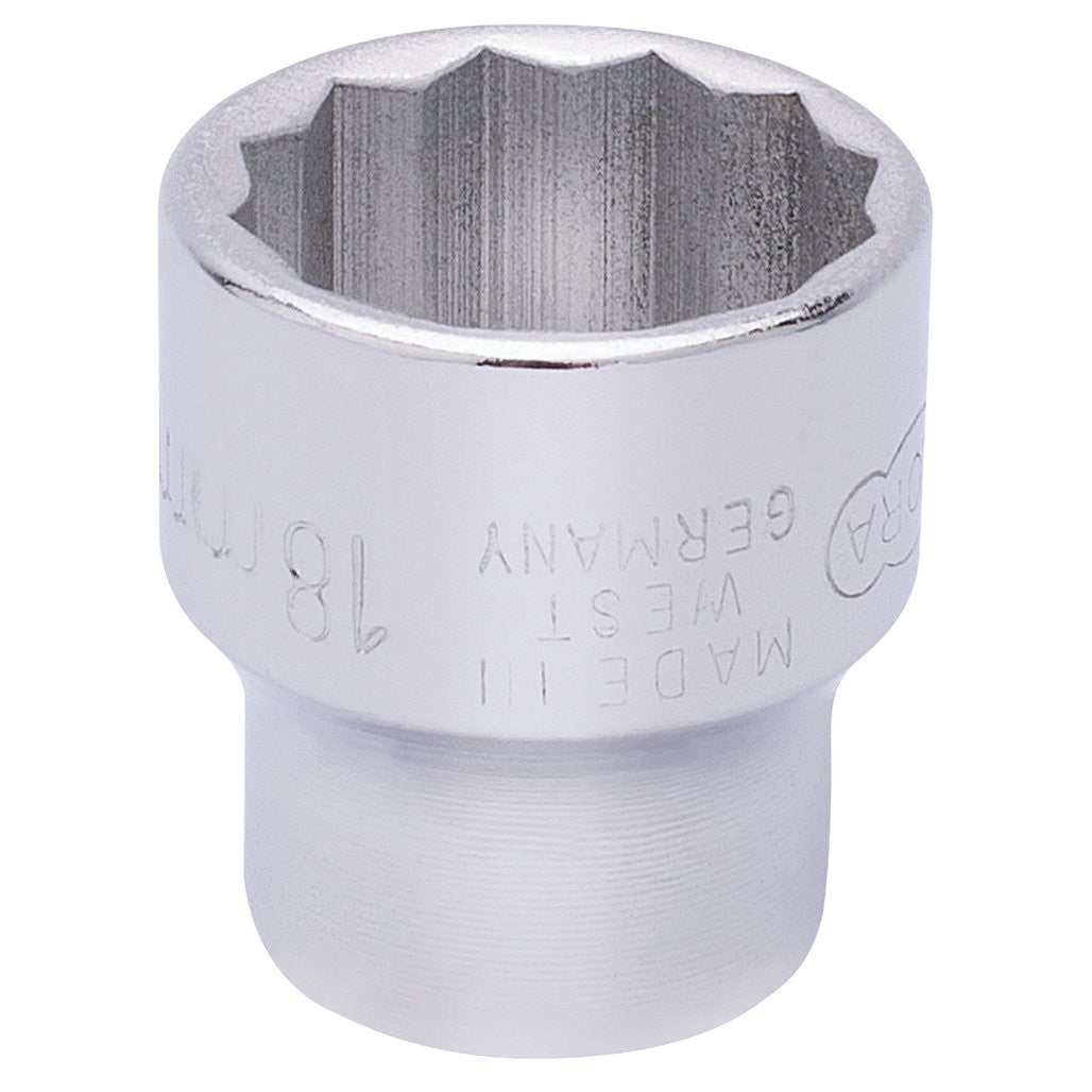 Draper Elora Bi-Hexagon Socket, 3/8" Sq. Dr., 18mm  25945
