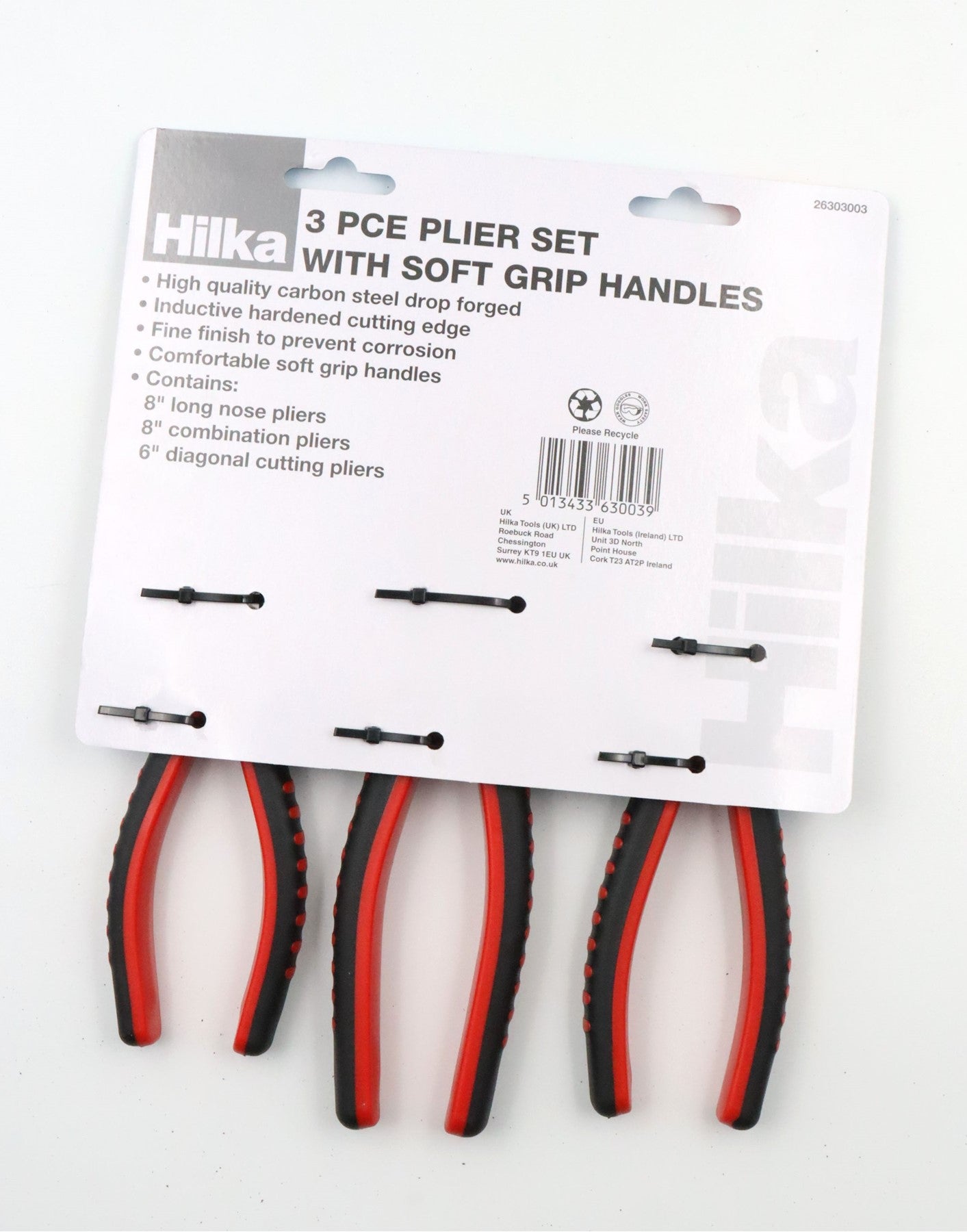 Hilka 3 pce Pliers Set with Soft Grip Handles 26303003