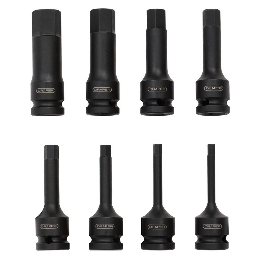 Draper Expert Impact Hex. Socket Bit Set, 1/2" Sq. Dr. (8 Piece)  26439