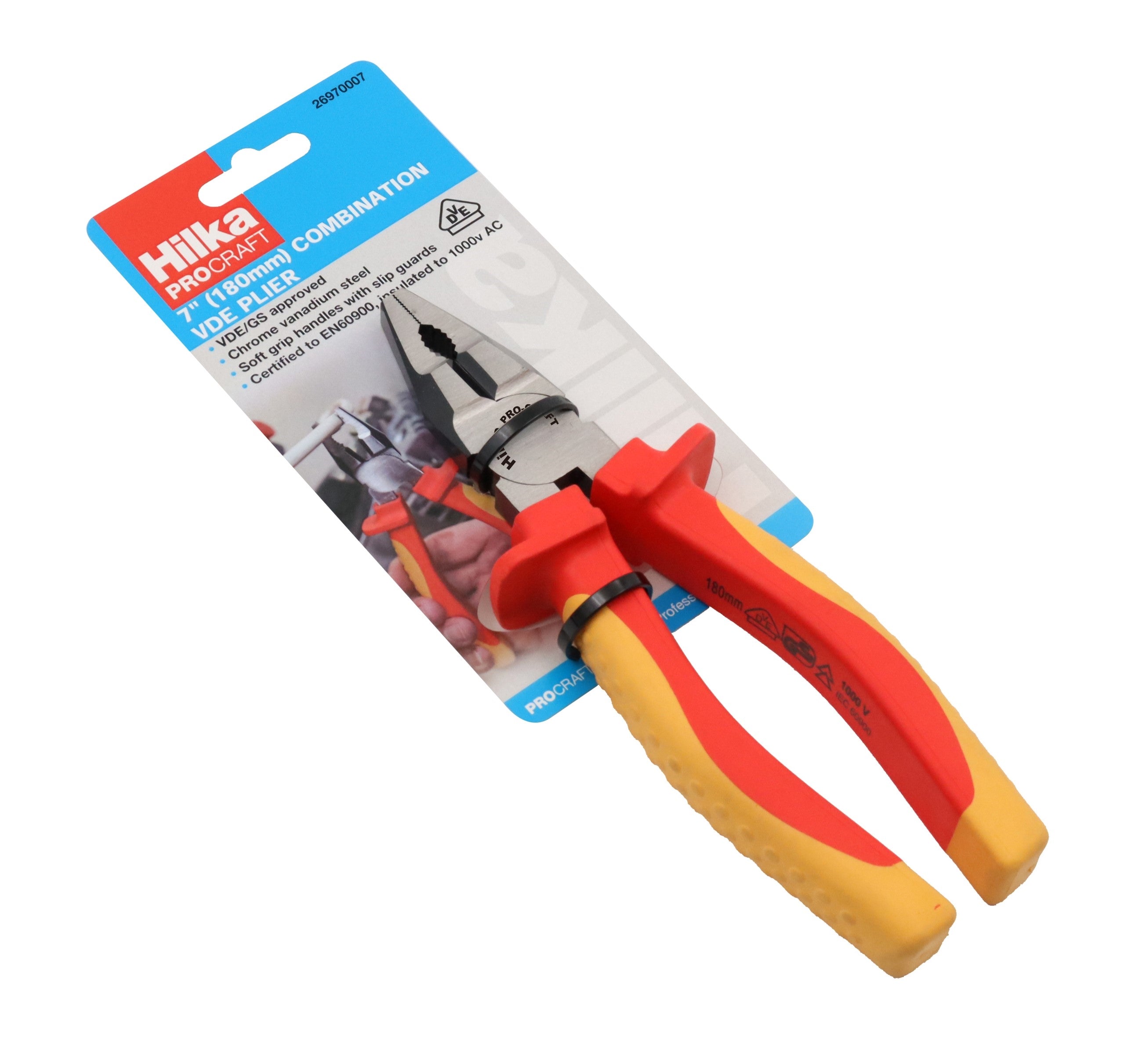 Hilka 7" (180mm) Combination VDE Pliers 26970007
