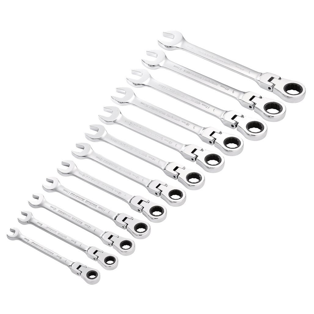Draper HI-TORQ® Metric Flexible Head Ratchet Combination Spanner Set (12 Piece)  27733