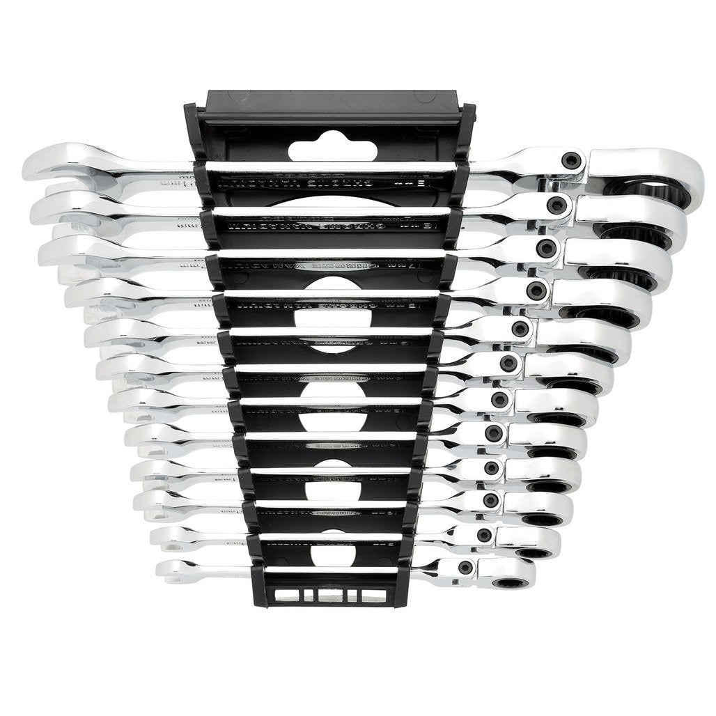 Draper HI-TORQ® Metric Flexible Head Ratchet Combination Spanner Set (12 Piece)  27733