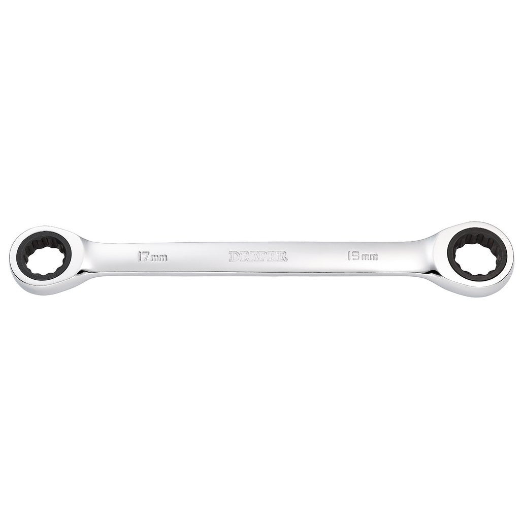 Draper HI-TORQ® Metric Double Ratchet Ring Spanner, 17 x 19mm  27740