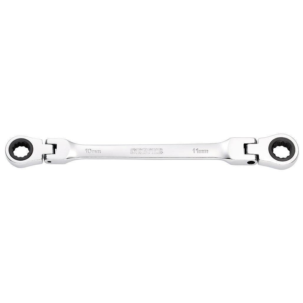 Draper HI-TORQ® Metric Flexible Head Double Ring Ratchet Spanner, 10 x 11mm  27745