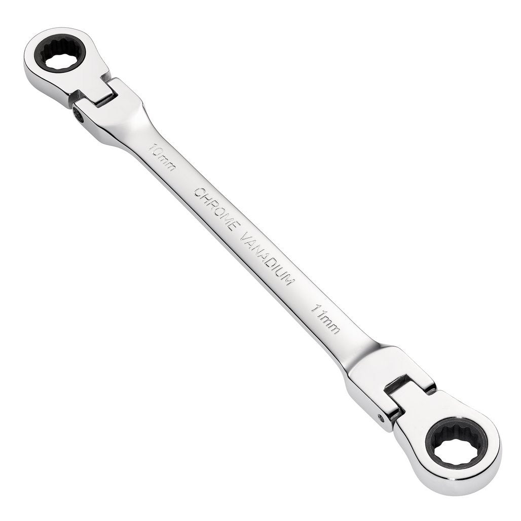 Draper HI-TORQ® Metric Flexible Head Double Ring Ratchet Spanner, 10 x 11mm  27745