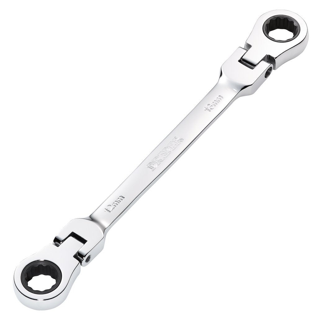 Draper HI-TORQ® Metric Flexible Head Double Ring Ratchet Spanner, 12 x 13mm  27746