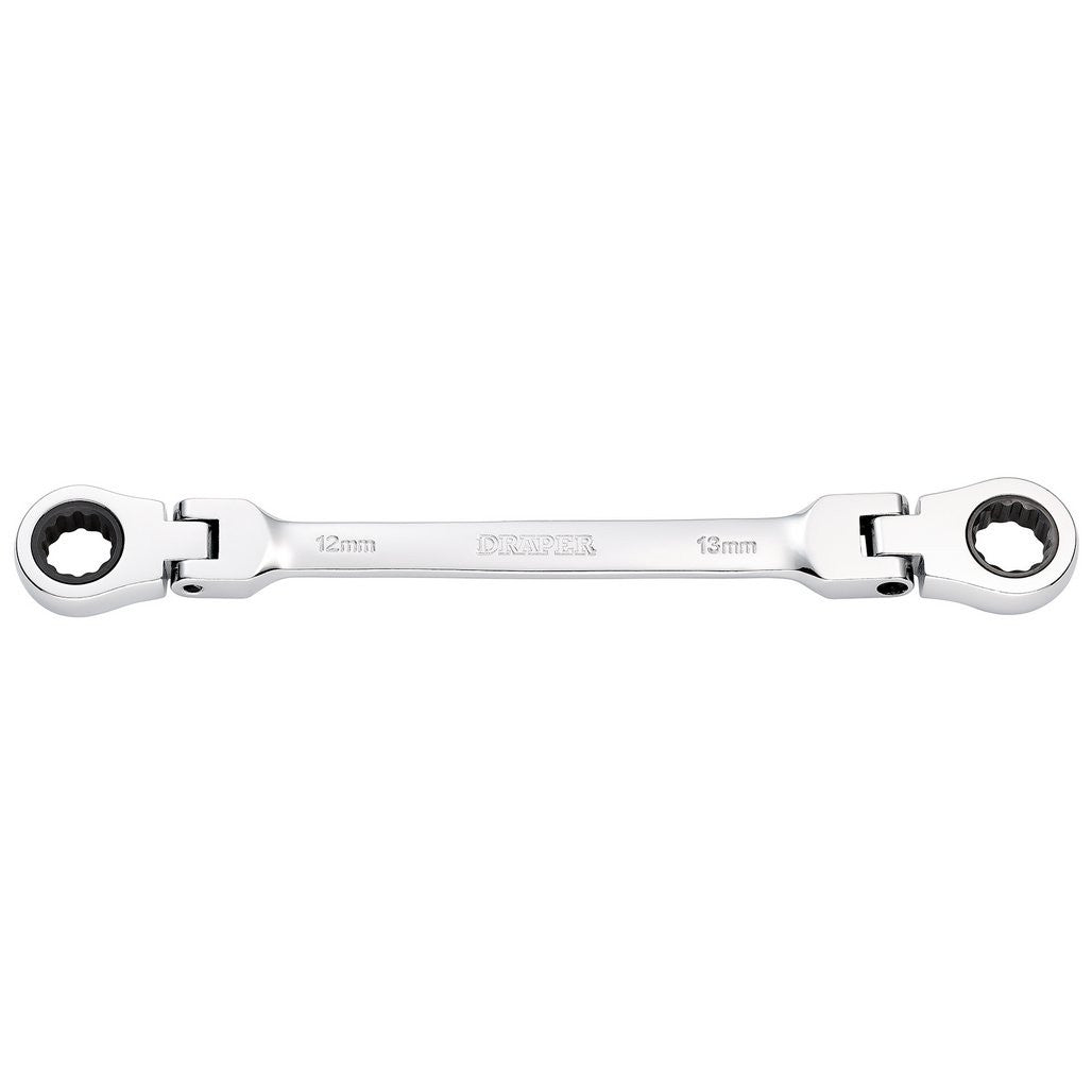 Draper HI-TORQ® Metric Flexible Head Double Ring Ratchet Spanner, 12 x 13mm  27746